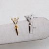 MULTI CZ TRIANGLE PYRAMID DANGLE SPIKE CONE THREADLESS (PUSH IN) 316L SURGICAL STEEL LABRET SET